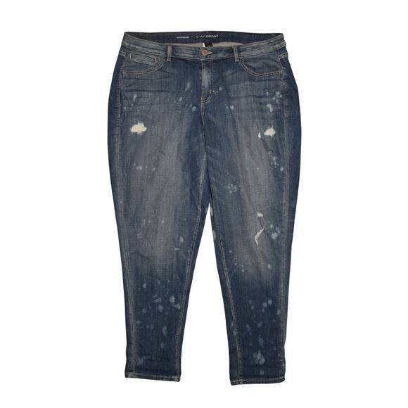 LANE BRYANT $79 Distressed Bleach Splatter Stretch Denim Boyfriend Jean Size‎ 20 - Picture 1 of 3
